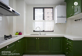 绿色餐厅橱柜1装修效果图精美美式三居厨房实景图片