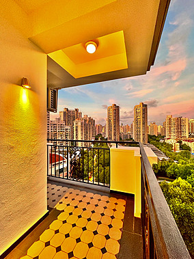 法式107㎡三居阳台2025装修装饰效果图