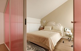 奶油风115㎡复式卧室2023装饰设计图