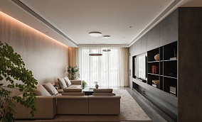 客厅1装修效果图现代简约＋开放式设计，空间显大